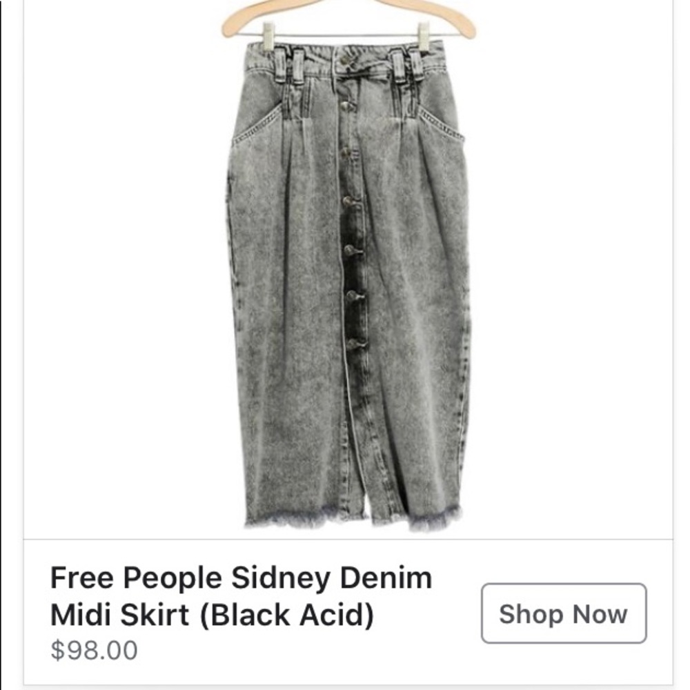 Sold out everywhere free people denim skirt!
